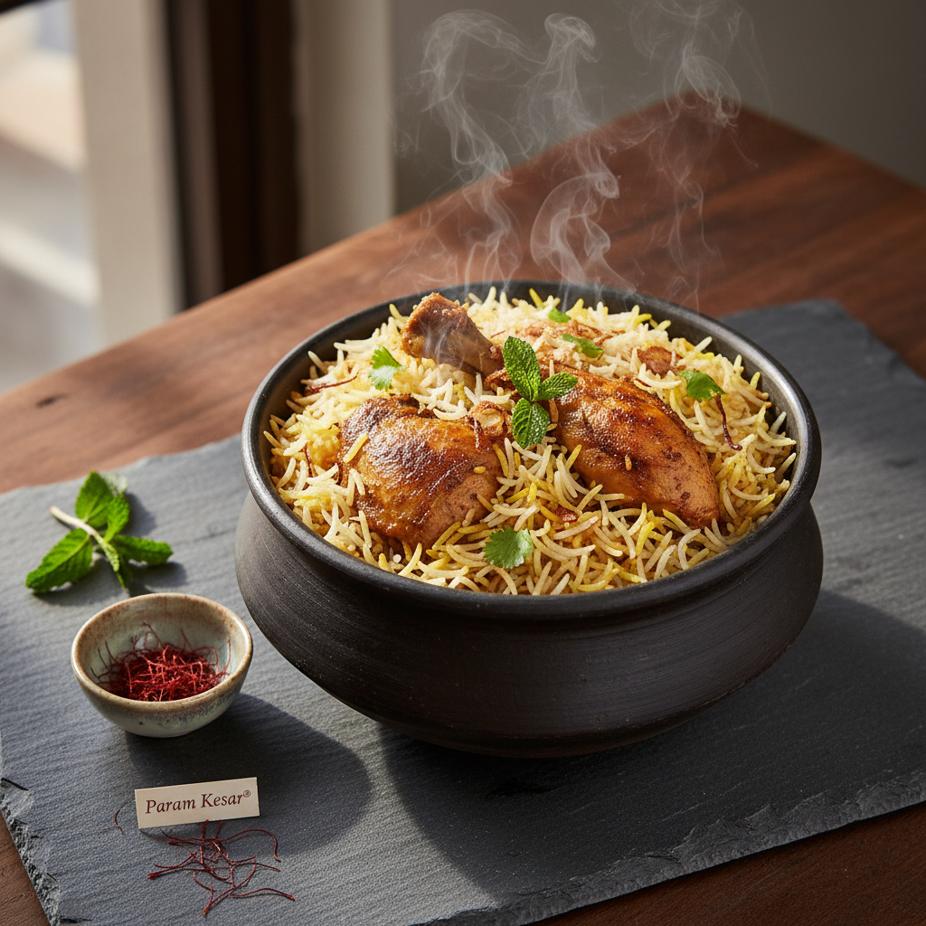 The Art of Dum Biryani: A Royal Legacy Perfumed with Saffron — Param Kesar® Kashmiri Mongra recipe