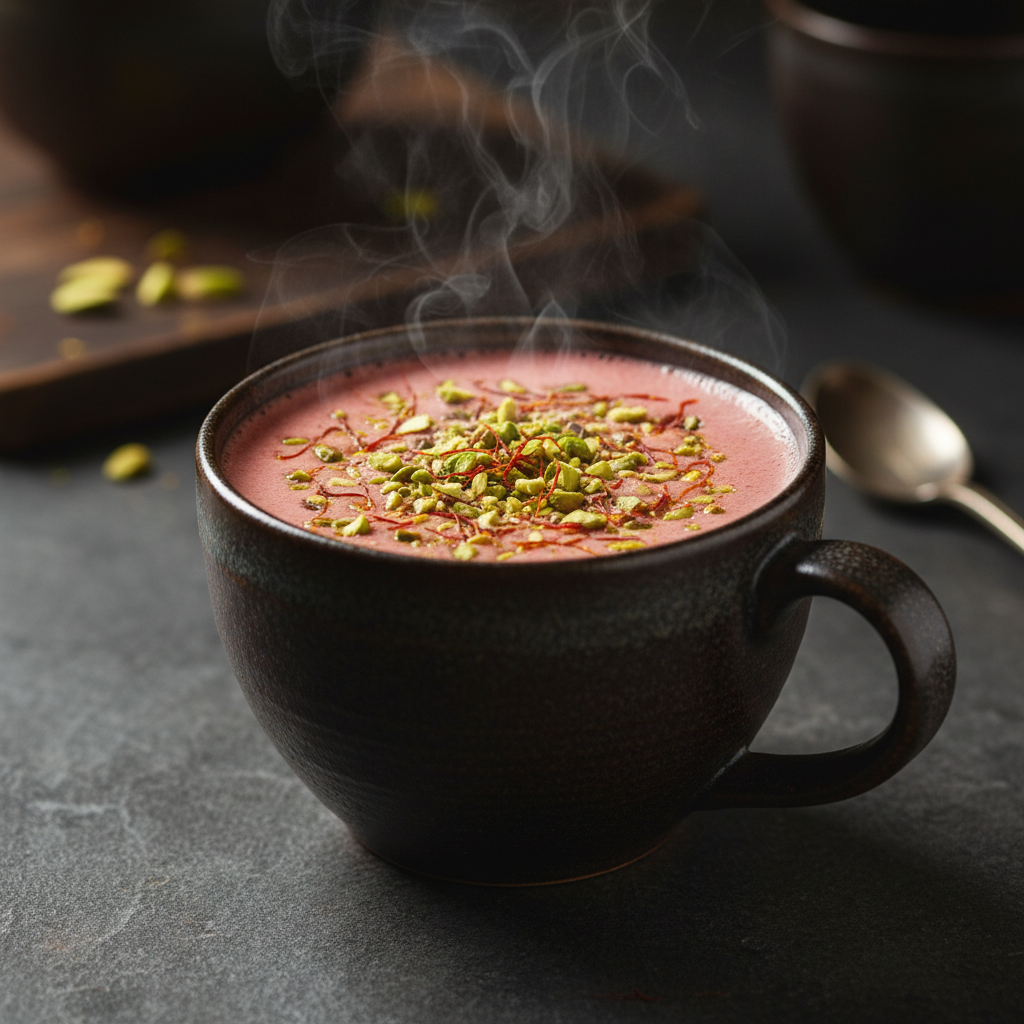 Pink Chai Hot Chocolate: A Kashmiri Embrace in a Cup made with Param Kesar® Kashmiri saffron
