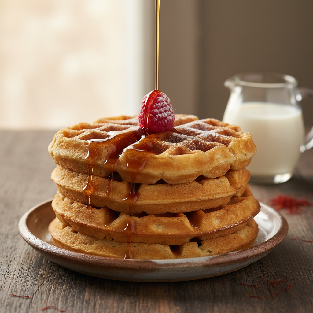 Saffron Brown Butter Waffles — Param Kesar® Kashmiri Mongra recipe