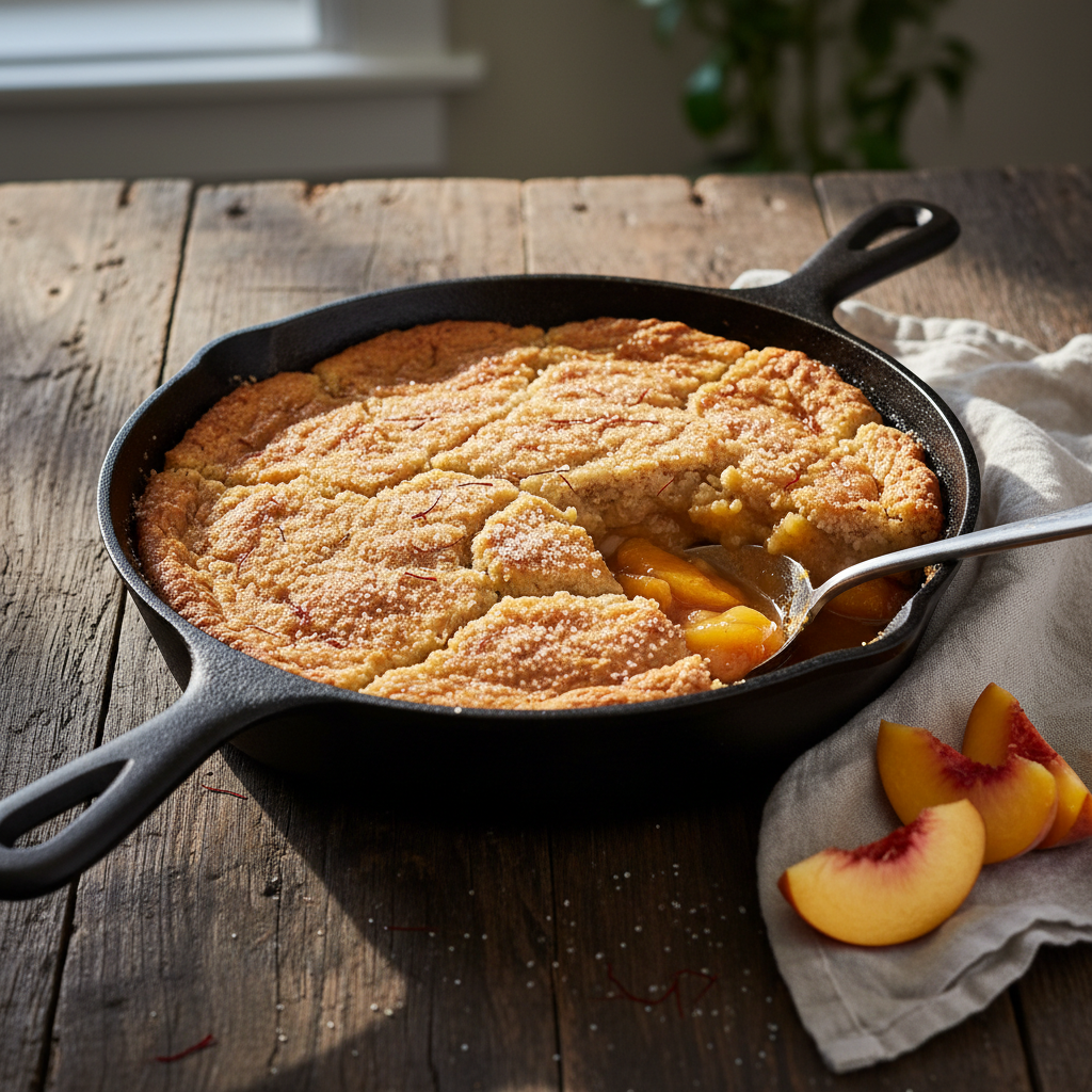 Saffron Southern Peach Cobbler — Param Kesar® Kashmiri Mongra recipe