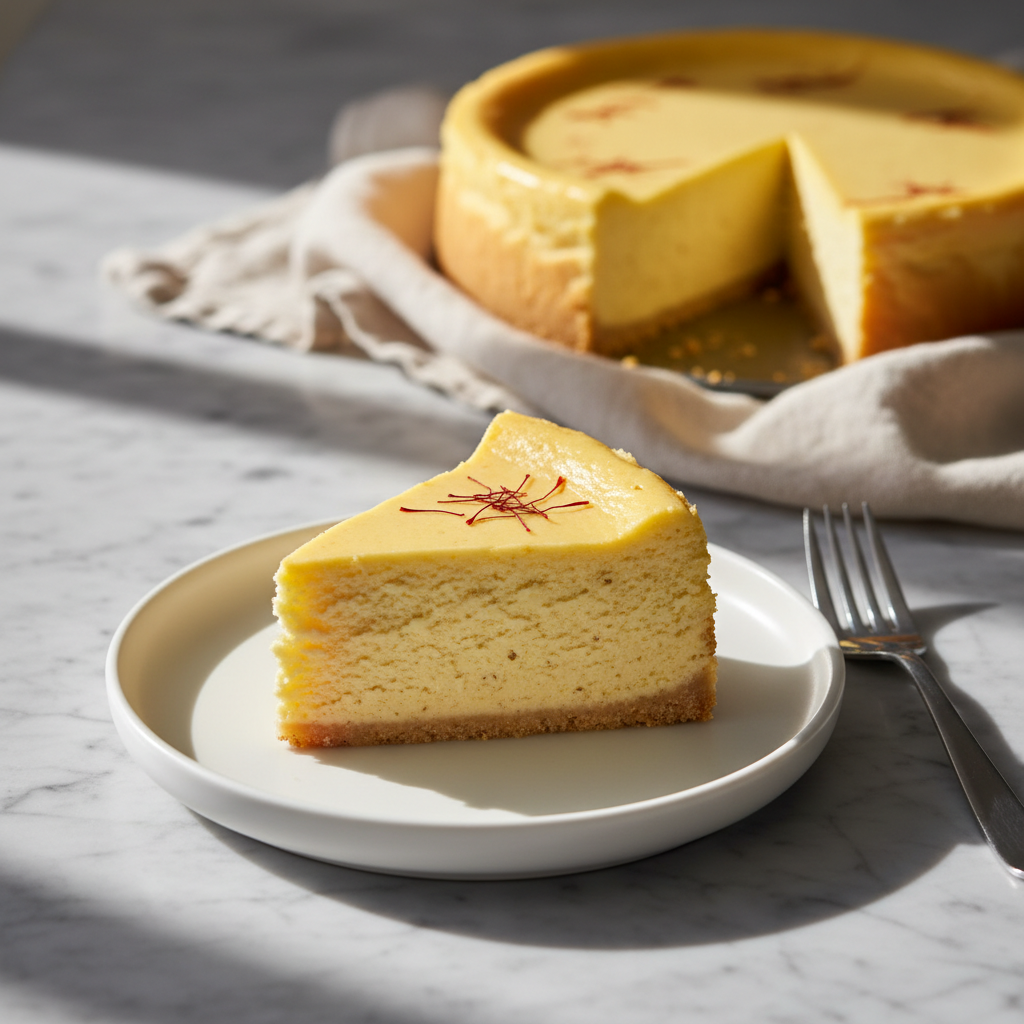 Saffron Vanilla Bean Cheesecake — Param Kesar® Kashmiri Mongra recipe